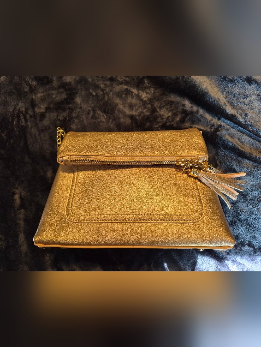 MKF Rose Gold Women’s Tassel Vegan Crossbody  Bag New With Tags